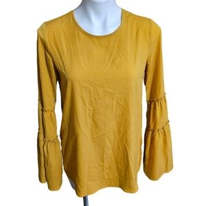 Valerie Stevens Ruffle Bell Sleeve Top Mustard Yellow Size S